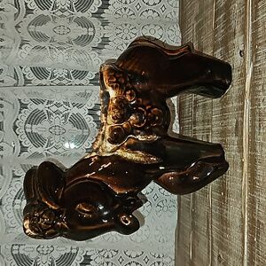 Vintage | McCoy Pottery Large Brown Drip Glaze Donkey Planter